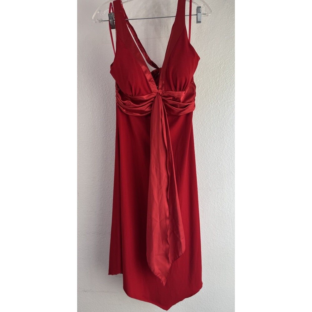 Alyn Paige New York Sexy Red Dress Back Neck Tie Large Padded Low Cut Y2K